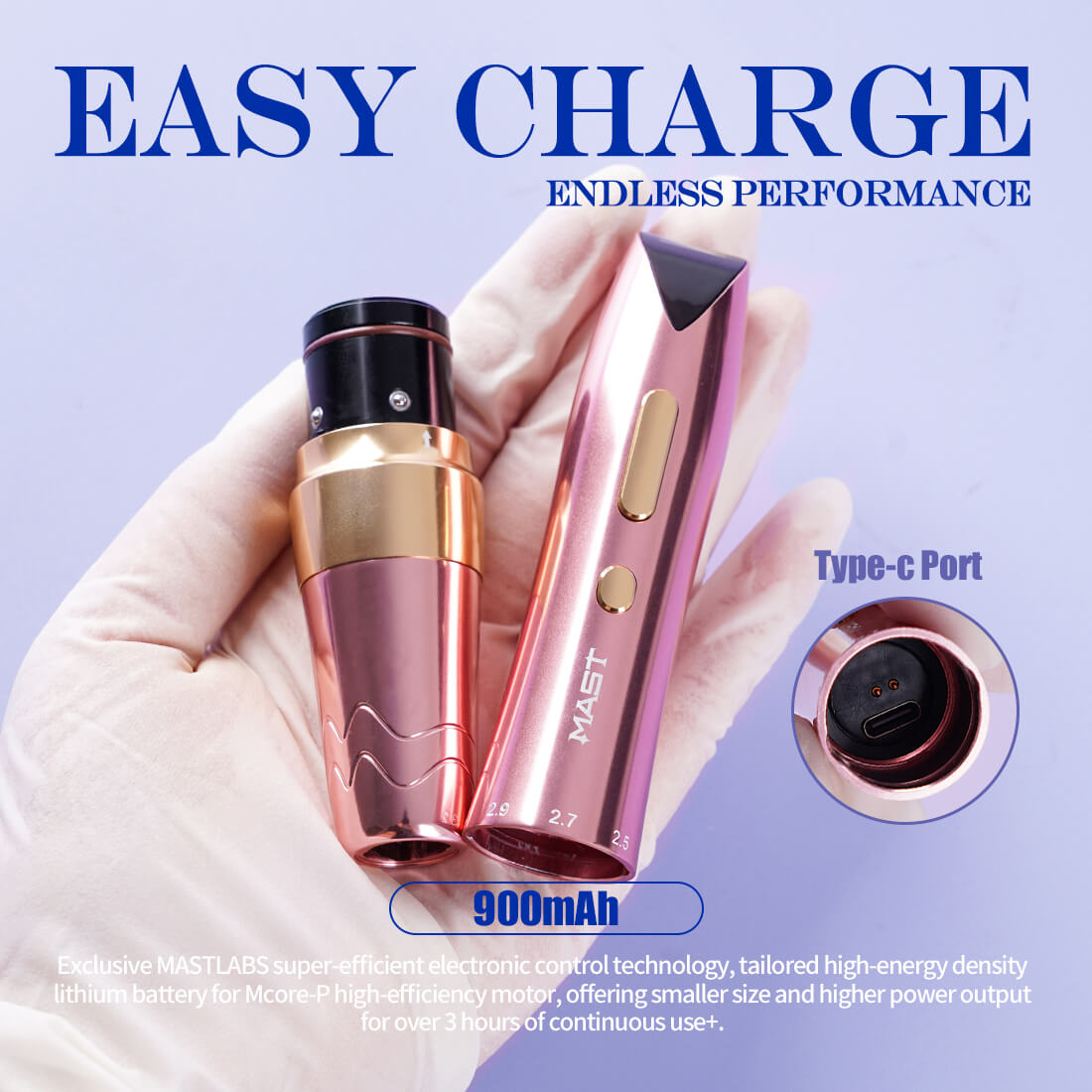 Mast P60 – Wireless Tattoo Pen Machine – With 2.2MM-3.2MM Adjustable Strokes